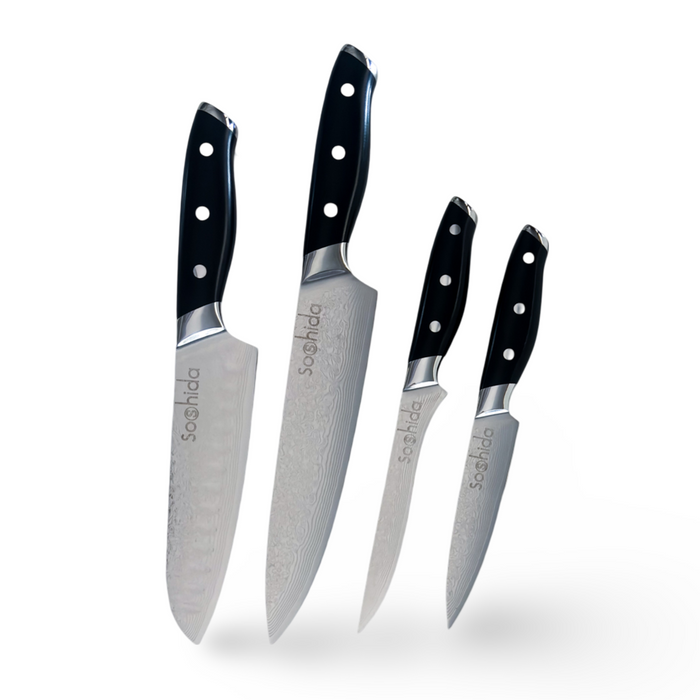 Soshida G10 Damascus Chef Knife Set