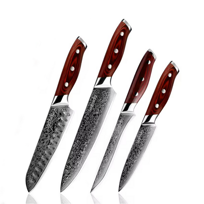 Soshida AUS-10 Damascus Chef Knife Set